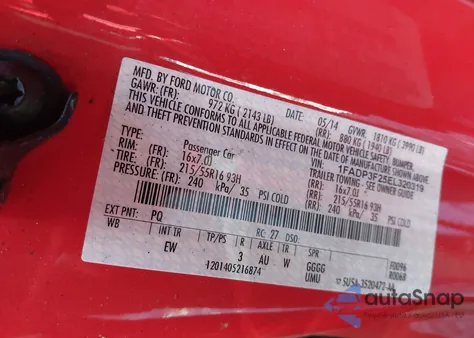 2014 Ford Focus Se из США, поврежденный, VIN 1FADP3F25EL320319